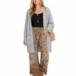 Cozy Open-Front Chunky Knit Cardigan - Light Gray